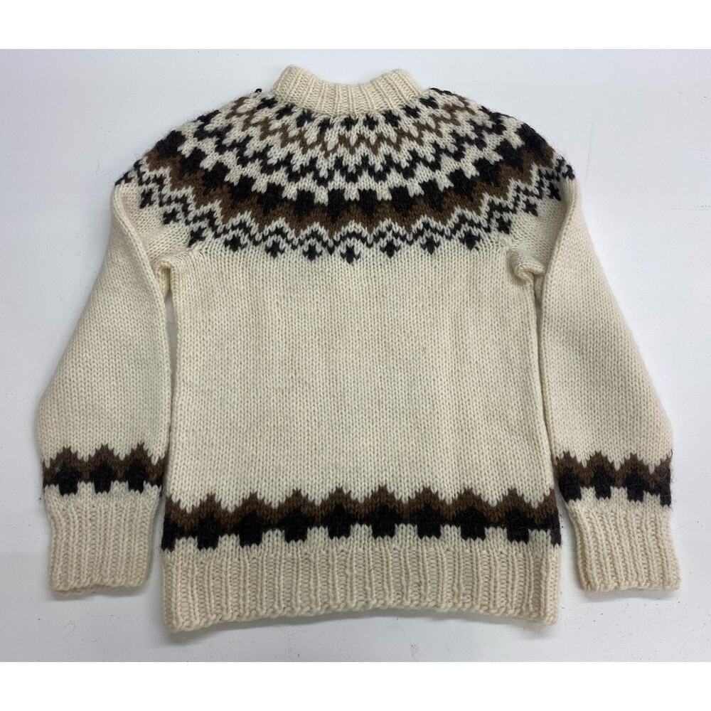 Women Icelandic Wool Fair Isle Scandinavian knit fisherman pullover sweater L - Picture 3 of 5